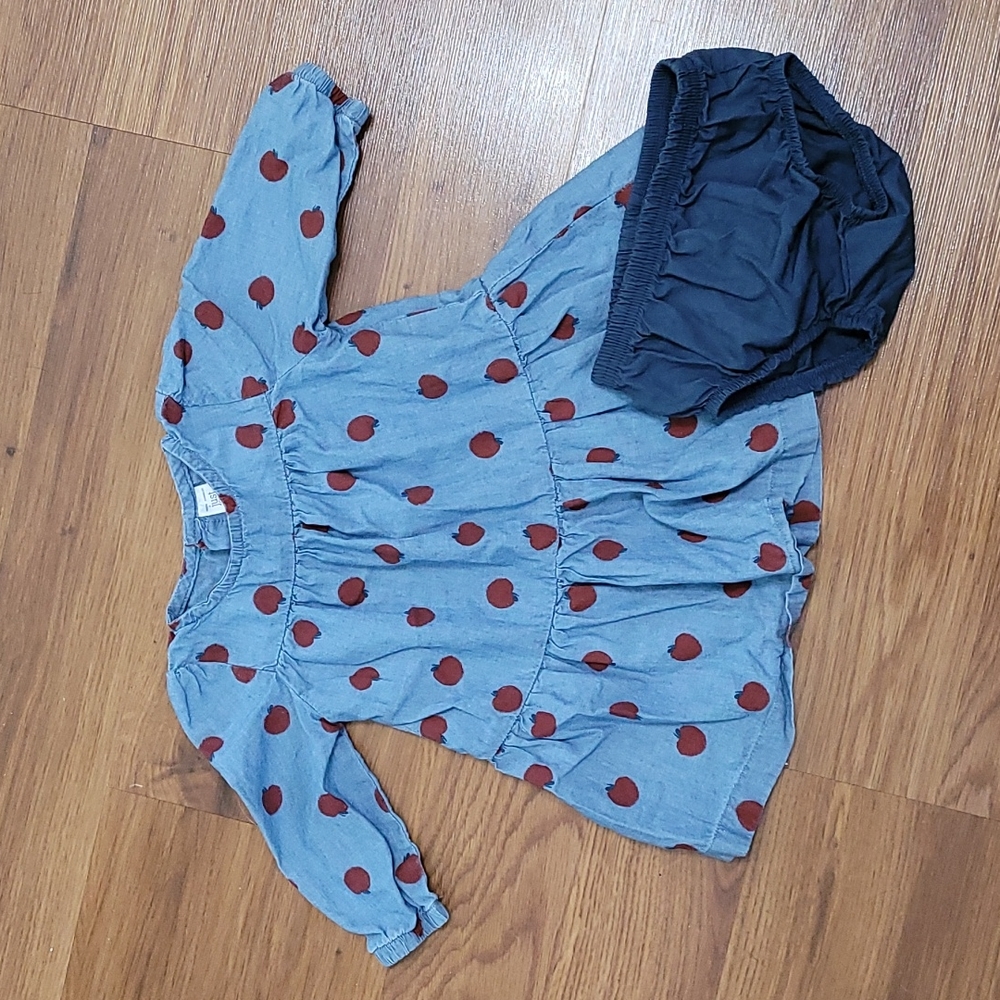Carter's Blue Chambray Apple Dress 9 Months